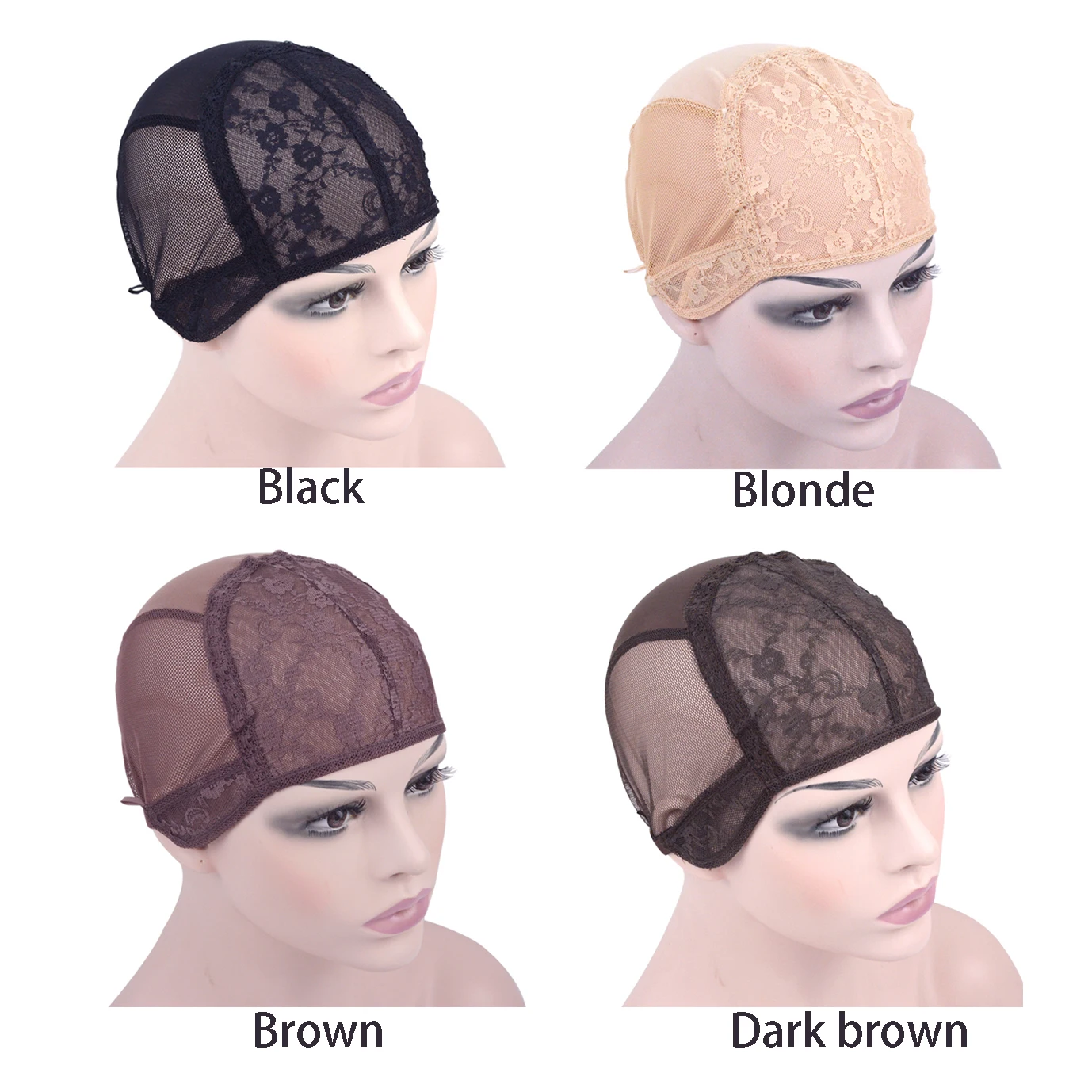 1 piece Double Lace Wig Cap Weaving Cap with Adjustable Strap on the Back Stretchable Hair Net for Making Wig