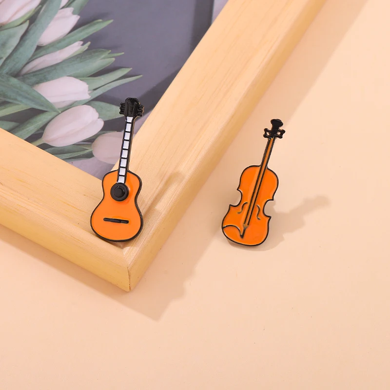 Pins Custom Bass Guitar Brooches Musical Instrument Lapel Badges Cartoon Jewelry Gift for Kids Friends Rock Band Enamel - view 5