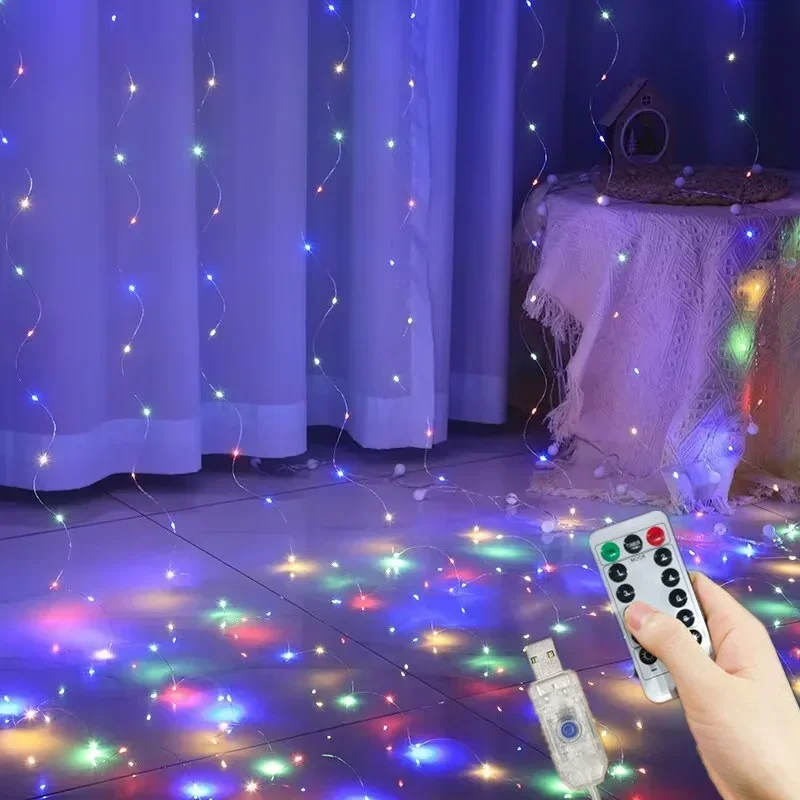 Garland Wedding Fairy Light LED Christmas Light USB Plug Curtain String Lamp Holiday Decor Party Birthday Wall Decoration