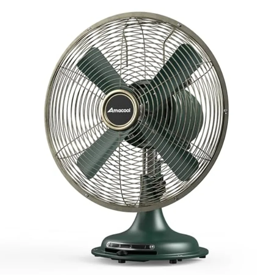 

Oscillating Vintage Fan, All Metal Retro Table Top Fan, Adjustable Head Tilt, Quiet 3 Speeds Plug-In Desk Fan for Bedroom Home