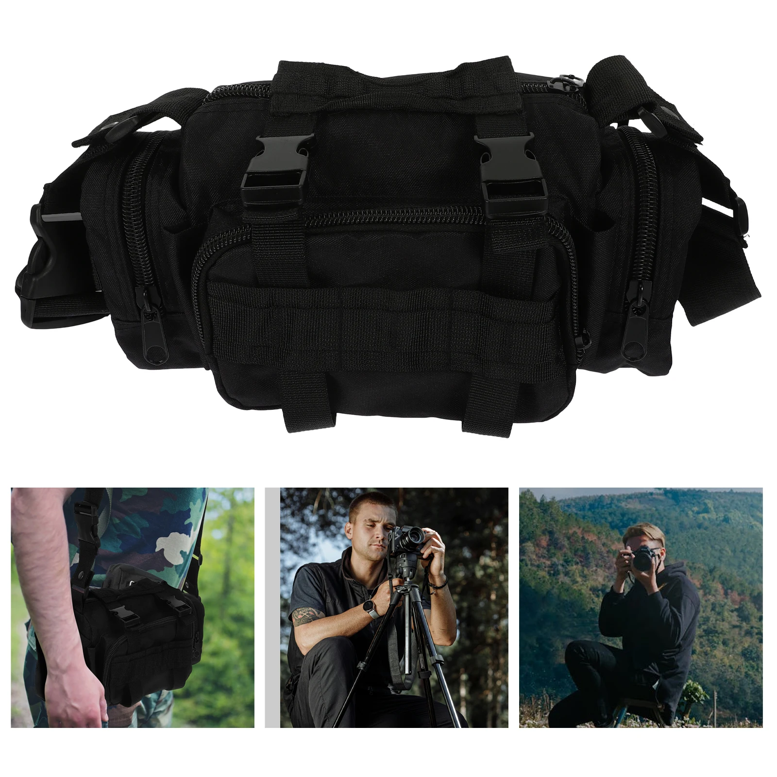 Multifunctional Waist Pack Outdoor Sports Camera Bag Lightweight Durable Oxford Cloth Fanny Pack Large Capacity Adjustable Strap