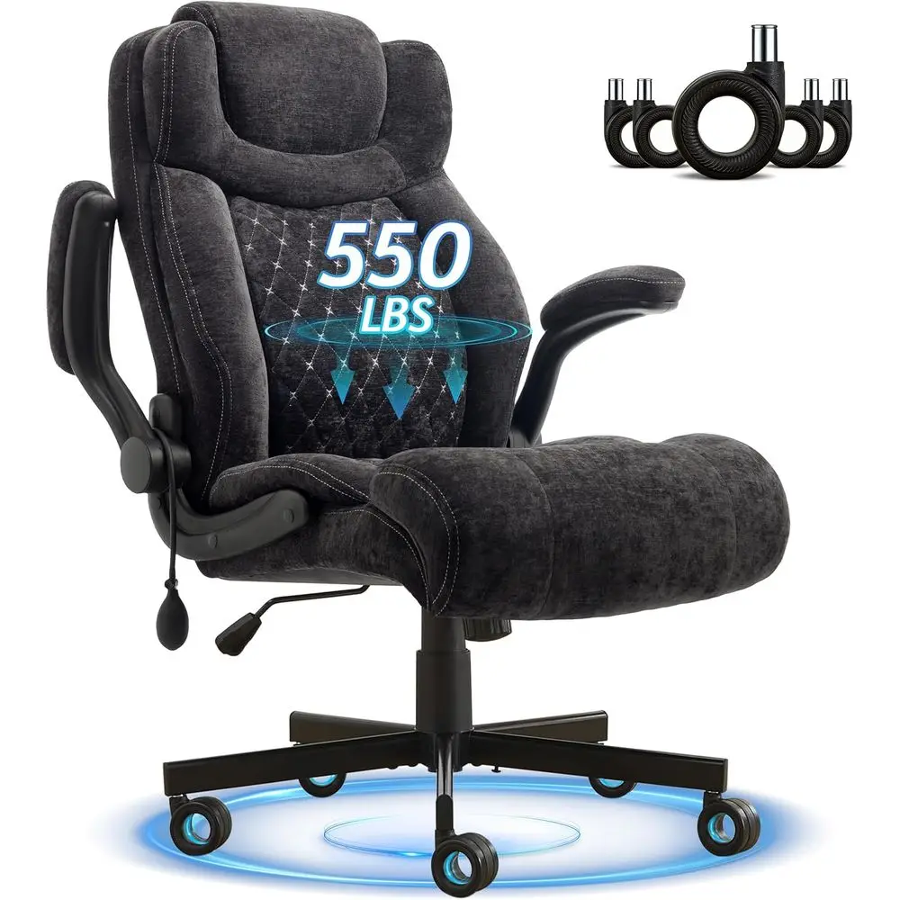 

Эргономичное офисное кресло с высокой спинкой, поясничной поддержкой, регулируемыми подлокотниками и дышащей тканью для удобных сидений