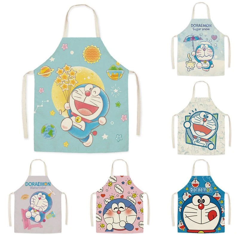 

Фартуки на тему Doraemon, кухонные принадлежности с красочным мультяшным узором, детская кухонная одежда