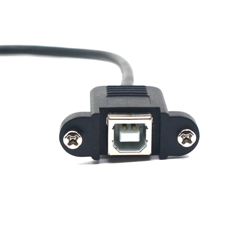 1FT 30CM USB 2.0 Type B Male to Female M/F Right Angle Extension Data Cable Panel Mount For Printer Cable with Screw Hole
