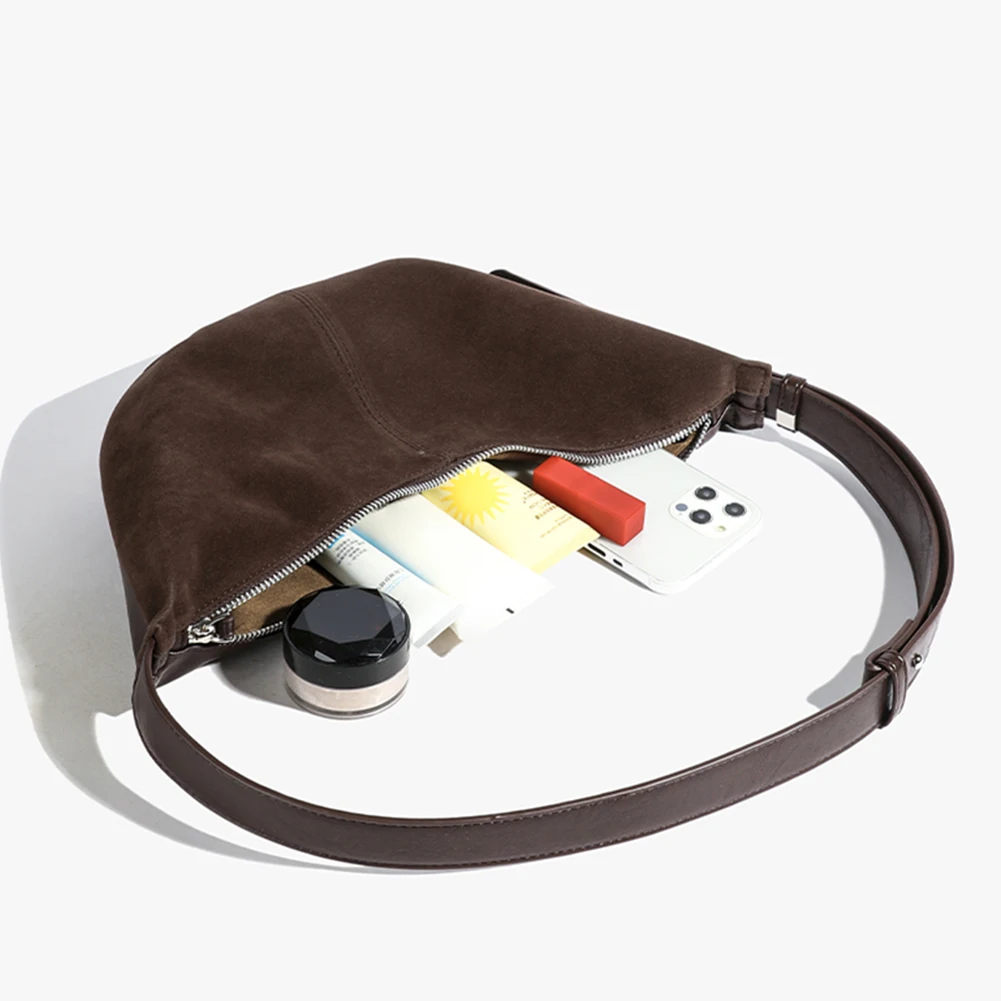 حقيبة كتف للنساء والرجال بحزام قابل للتعديل حقيبة هلال من جلد الغزال متعددة الجيوب حقيبة كروس حقيبة زلابية صلبة للسفر والعمل #2