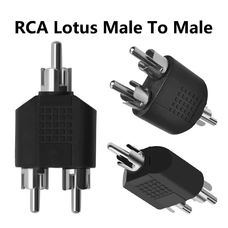 مقبس صوت RCA ذكر إلى 2 RCA ذكر ، محول قابس موصل ، محول مكبر صوت لسماعة الرأس ، 5 *