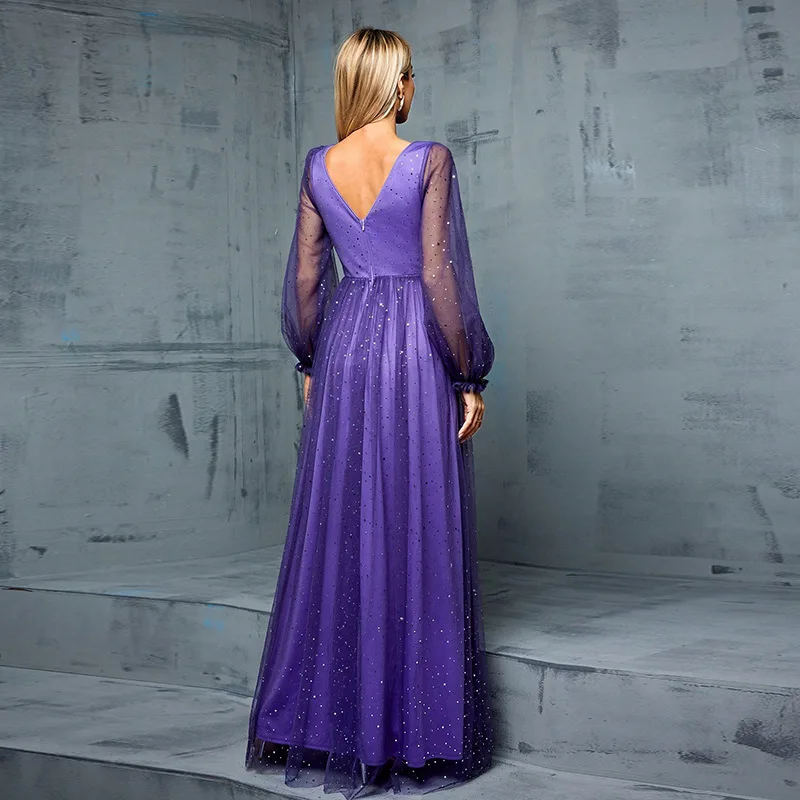 Elegant Sheer Shimmering ชุดราตรีงานแต่งงานเลื่อมชุดแต่งงาน 2025 ฤดูร้อนชุด Robe Vestido ผู้หญิง Elegant