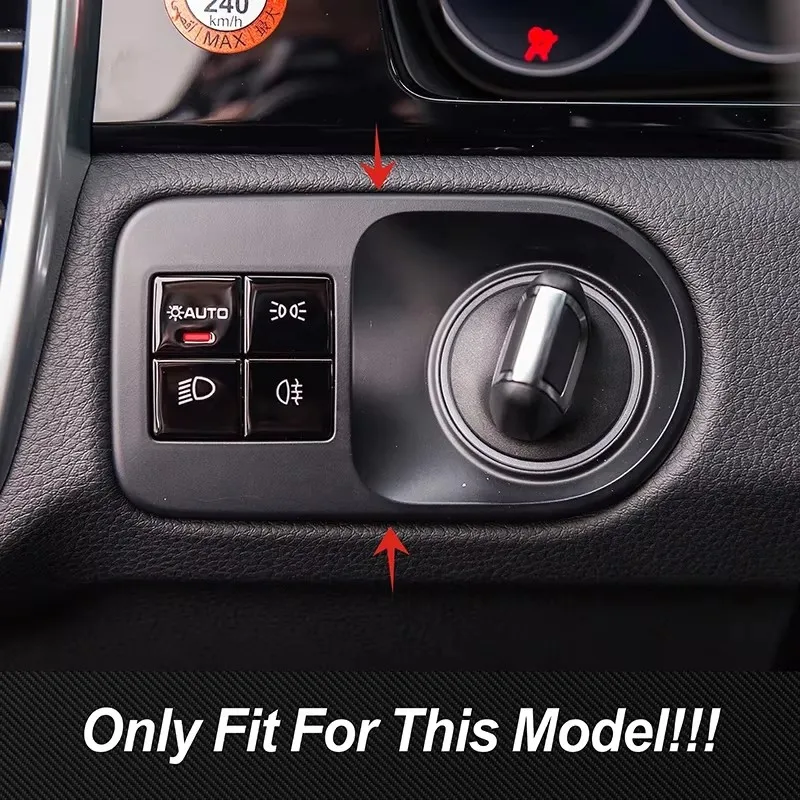 Car Console Headlight Switch Button Frame Carbon Fiber Texture Trim For Porsche Cayenne 2018-2021 Interior Sticker Accessories