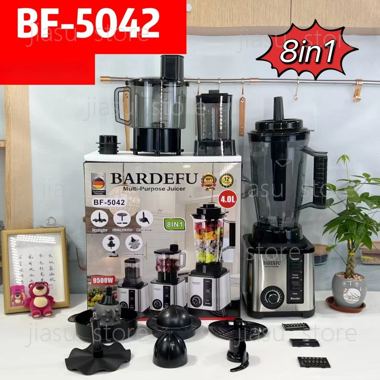 

8in1blender Household Stainless Steel 4L High Power Metal Blender Meat Grinder Crushed Ice Juicer