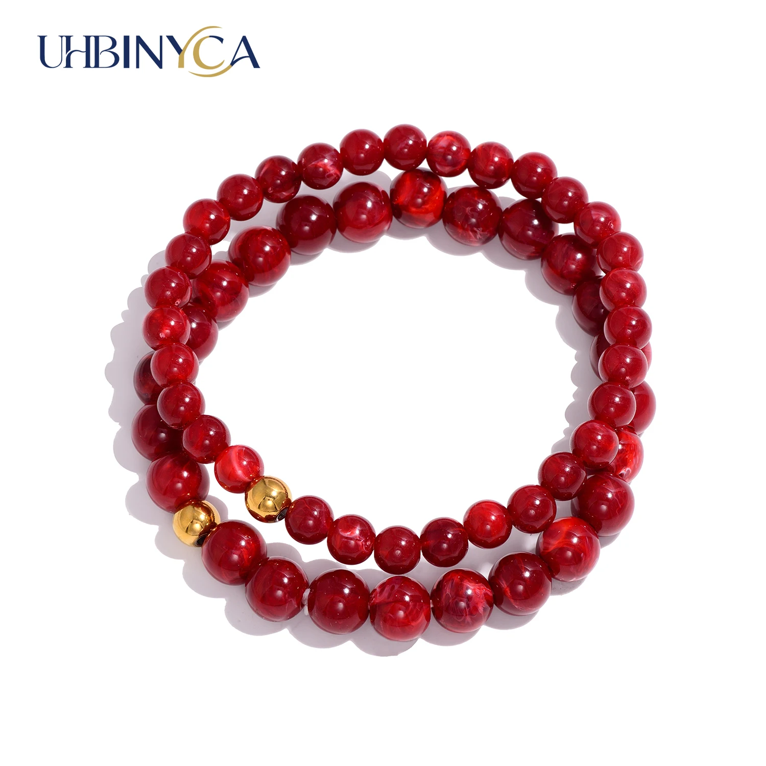 Colorful Acrylic Beaded Elastic Rope Bracelet Handmade Waterproof Hypoallergenic for Women Spring Summer Daily Cute Jewelry Gift