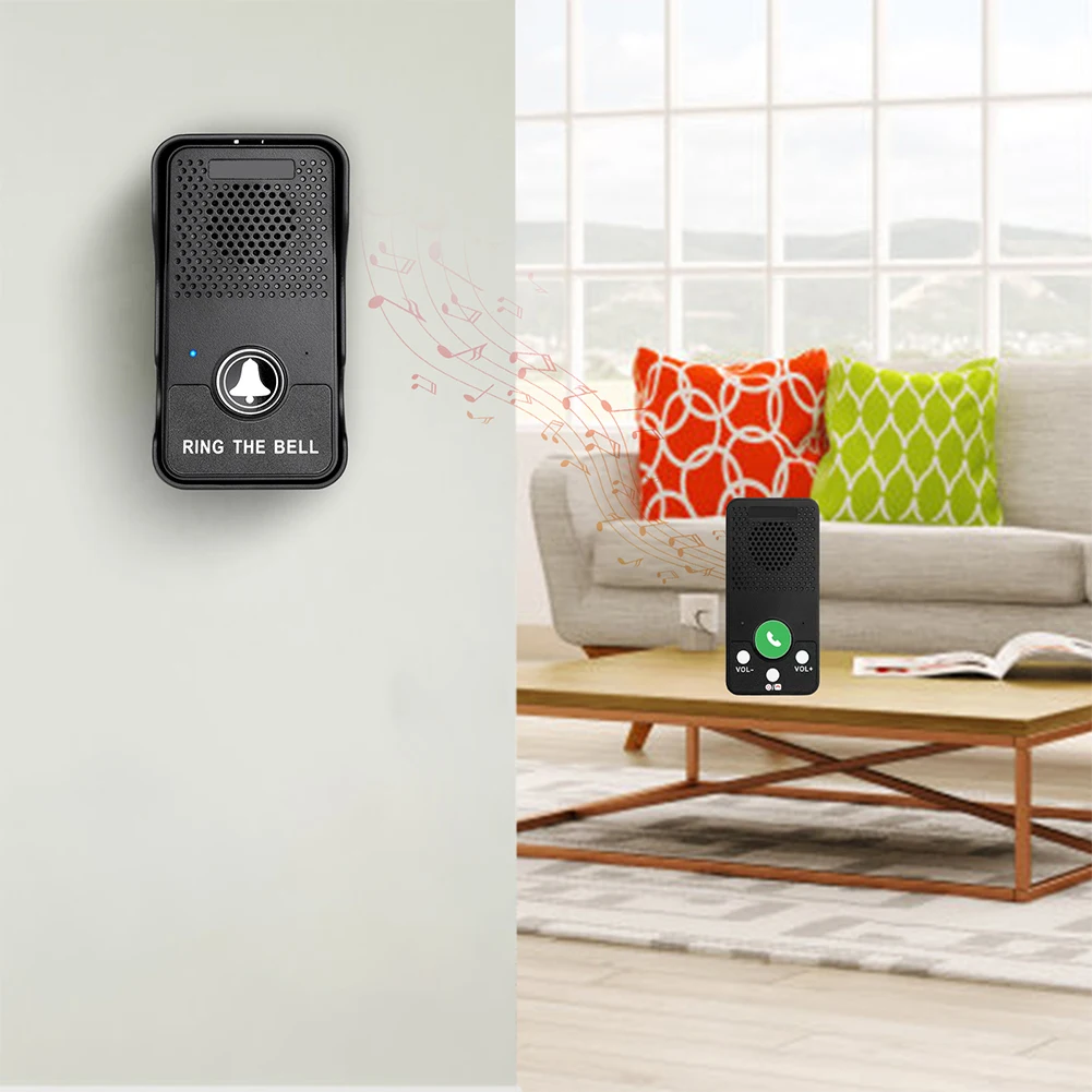 Wireless Doorbell Rechargeable Battery Hands Free Full Duplex Intercom Door Bell Adjustable Volume 4 Chimes Apartment Intercom