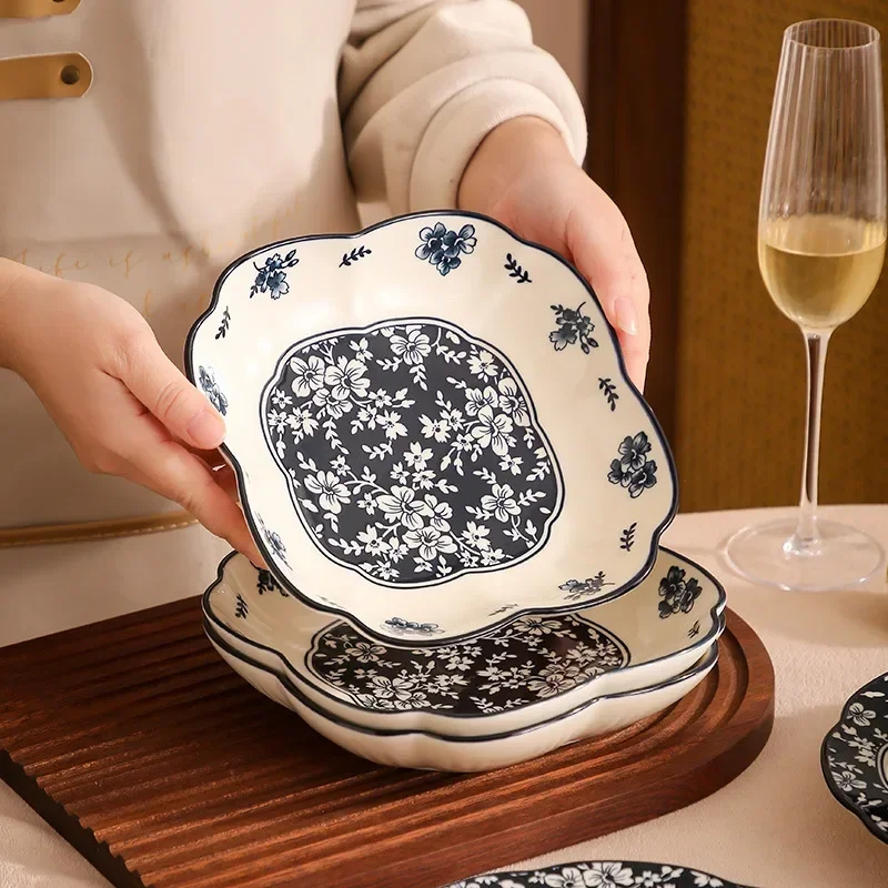 DSA Chinese Blue And White Ceramic Dishes Set Household Housewarming Gift Tableware Color Box High-end Rice Bowl Plate