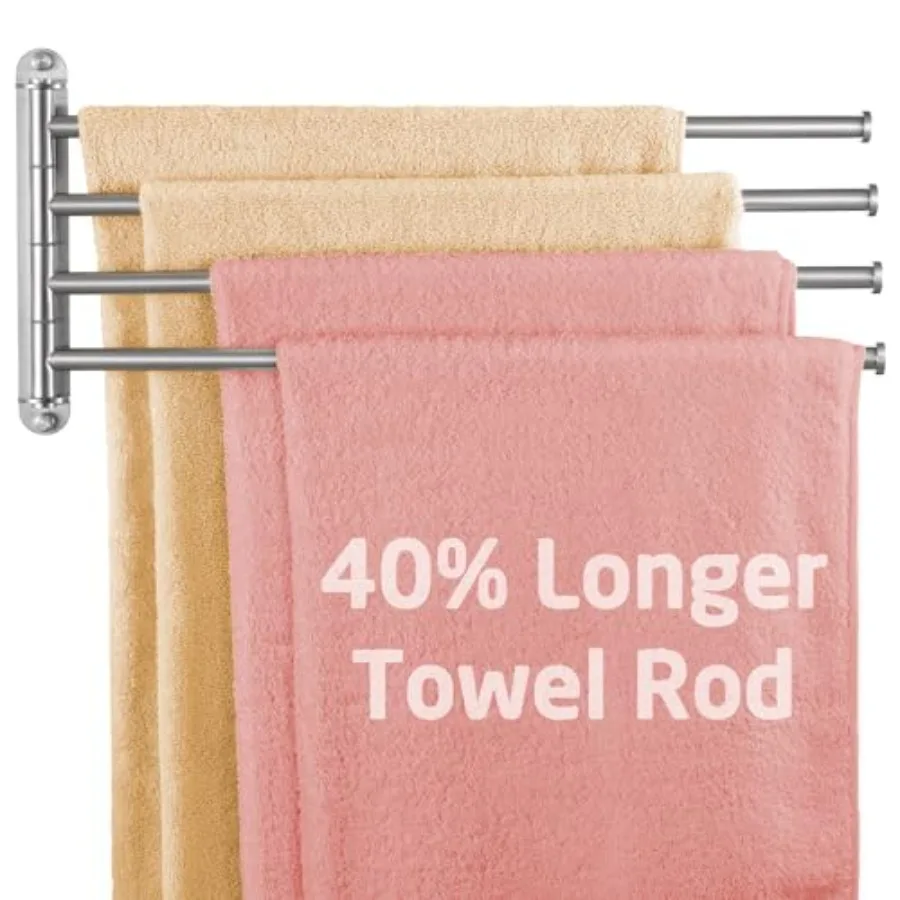 

Extra Long Swivel Towel Bar 19.5" 4-Arm Swing Out Towel Rack for Bathroom Wall Hand Towel Holder for Multiple Towels SUS304 S