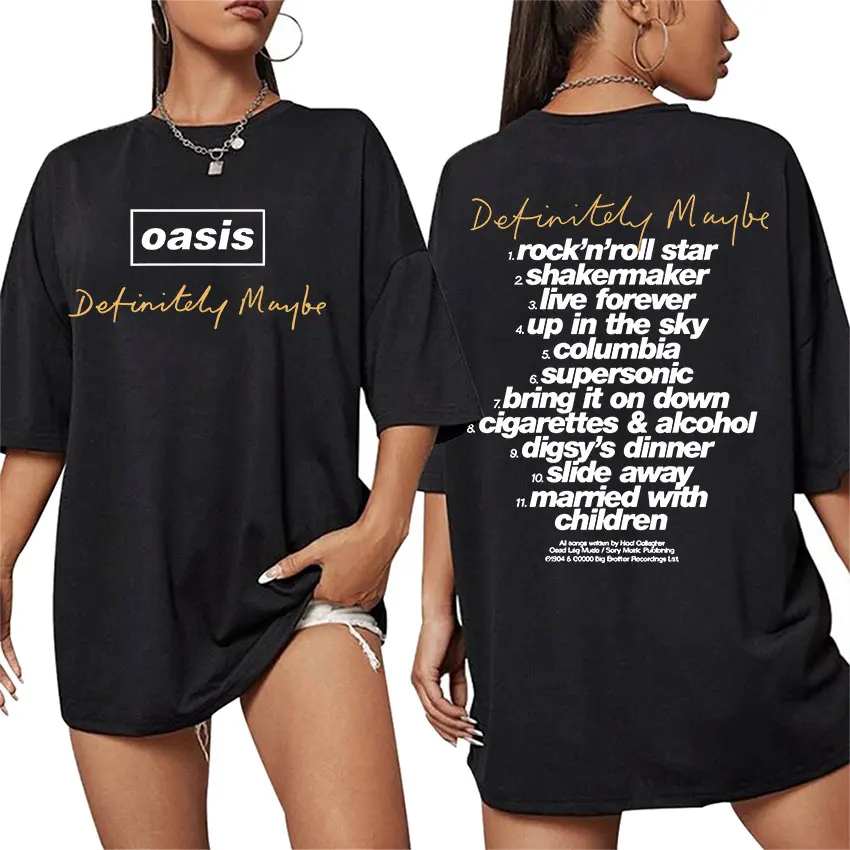 

Rock Band O-Oasis Definiteiy Maybe Tour 2025 Summer 100%pure Cotton Printed T-shirt Men's Hip Hop Gothic Short Sleeve Punk Retro