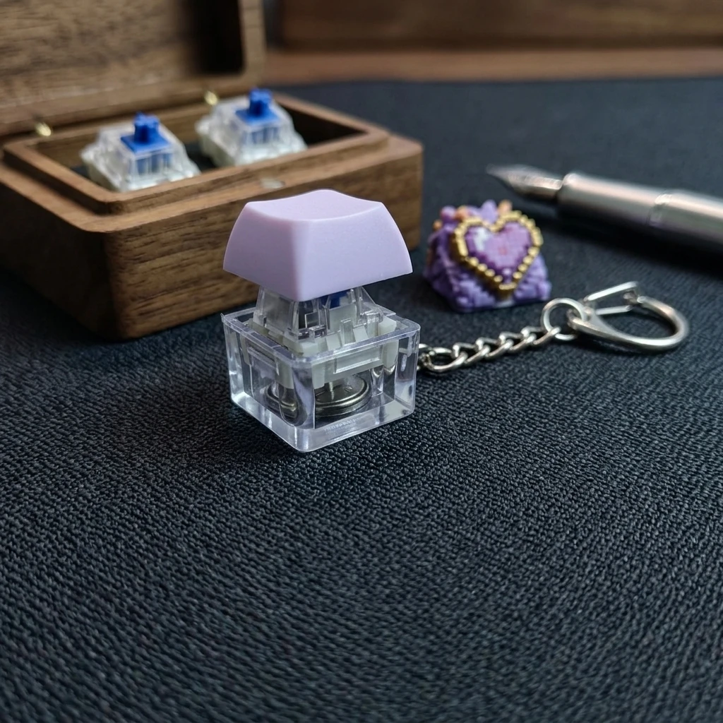 LED Light Up Keychain Stress Relief Keyboard Key Portable Silicone Gadget for Students and Office Workers