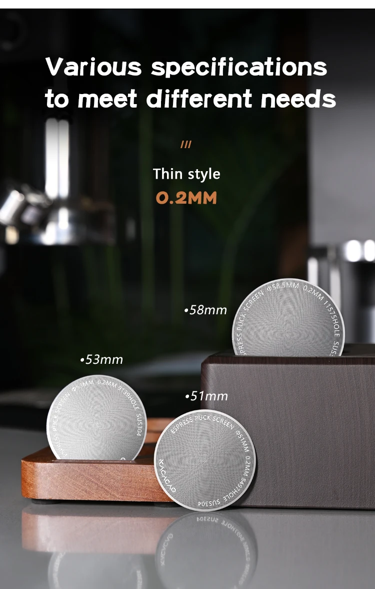 KACACAO Espresso Puck Screen Kaffeefilter, wiederverwendbarer Edelstahlhalter, 0,2 mm, für 51/54/58 mm Siebträger, Barista-Zubehör – Detail 7