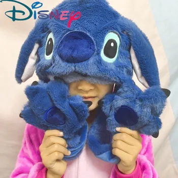 Yeni Kawaii Disney dikiş şapkası Anime dikiş kız peluş sıcak tutmak mavi şapka kulaklarını sıkıştırdığınızda hareket edecek çocuk oyuncak hediyeler