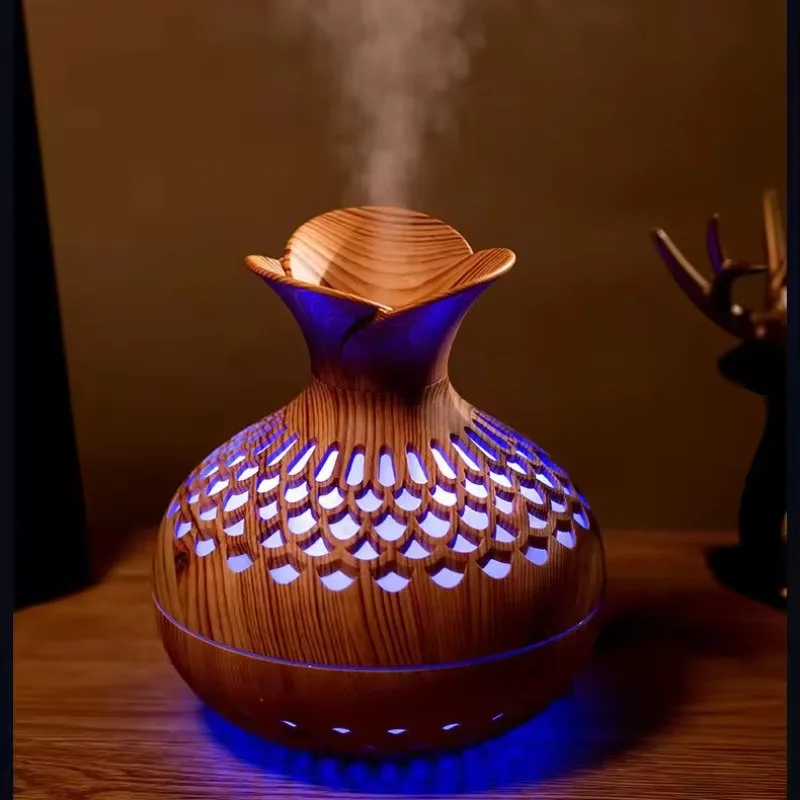 USB Portable Sprayer 7 Color LED Night Light Wood Grain Ultrasonic Fine Mist air Humidifier