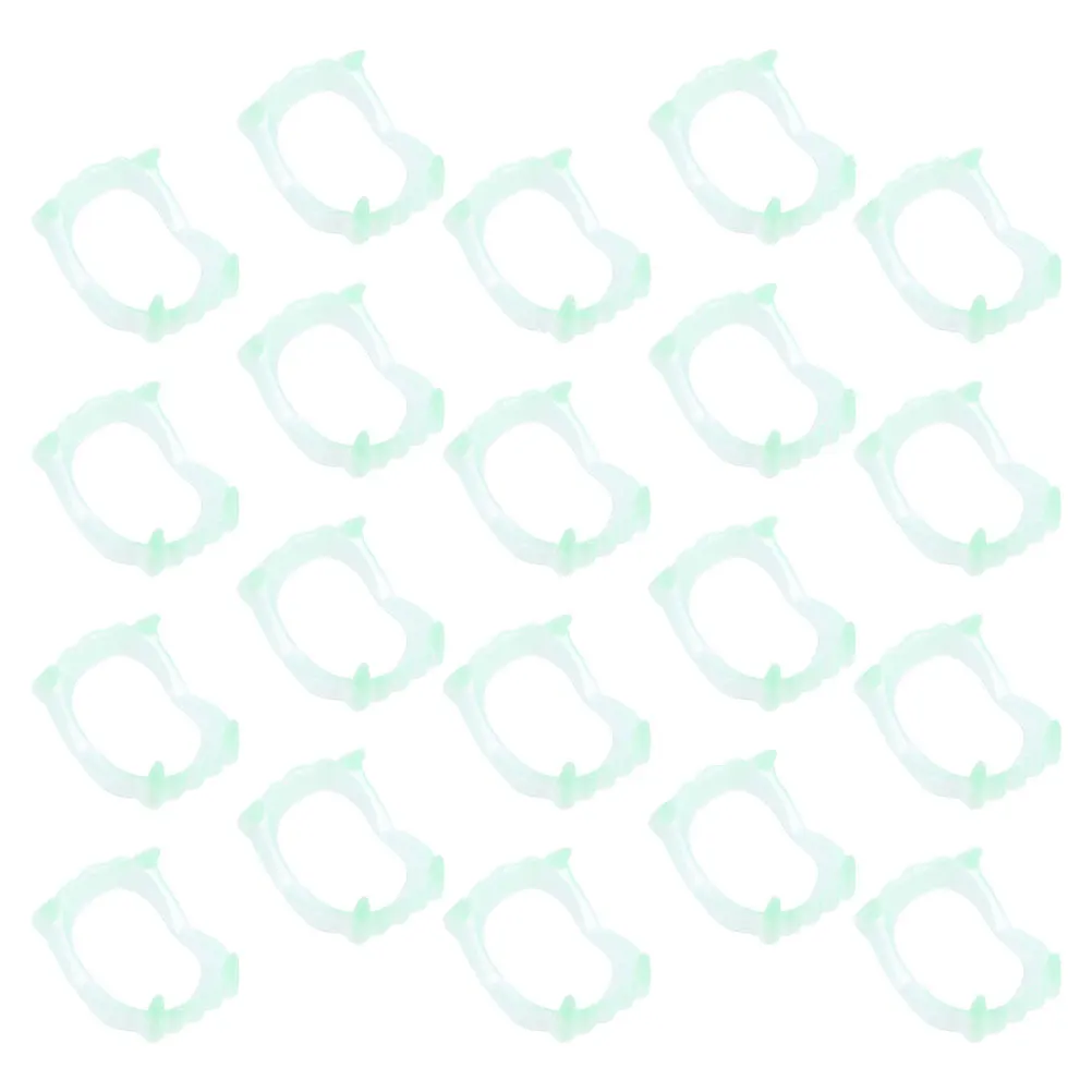 Prothèses fluorescentes d'horreur, 25 pièces, fausses dents pour Halloween, accessoires de Cosplay, matériel de dents scintillantes pour fête