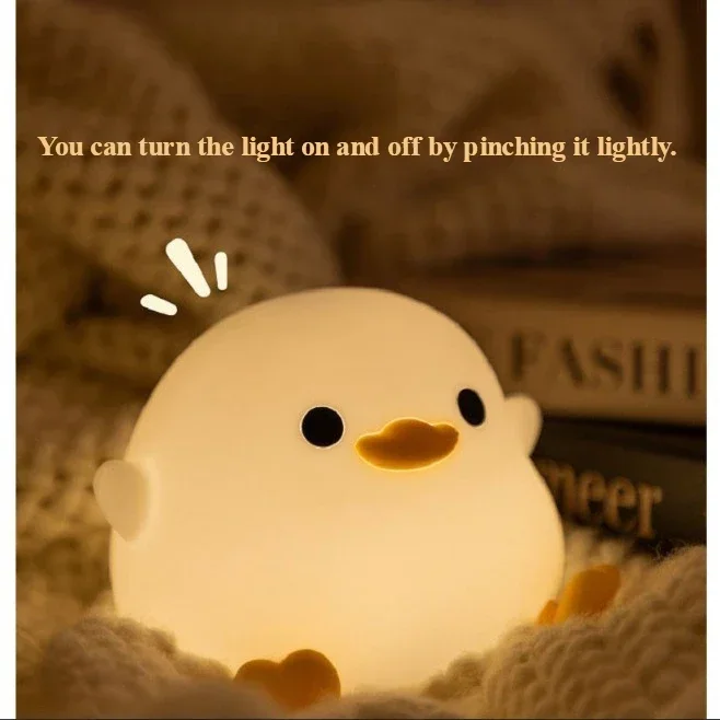 Rechargeable portable duckling pat light silicone night bedroom bedside light night feeding sleep sensor