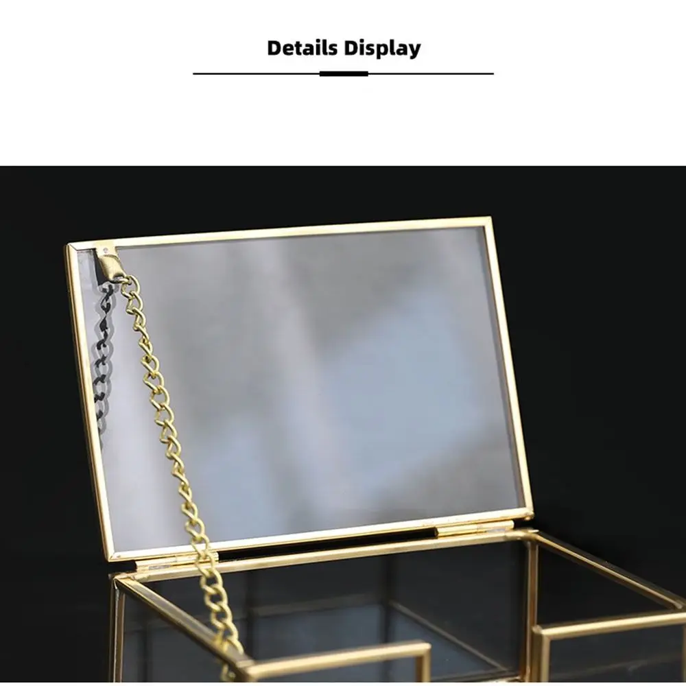 Professional Glass Business Card Holder Stand Durable Metal Business Card Organizer Elegant Vintage Clear Golden Edge Holder