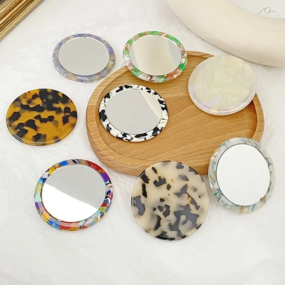 Simple Acetate Mini Round Mirror Makeup Mirror Cosmetic Vanity Mirror SPA Salon Compact Mirrors Portable Beauty Mirrors