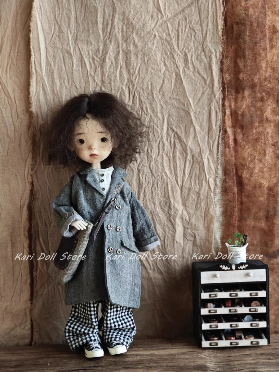 ملابس وتنورات دمى كاري 2025 بدلة طويلة فضفاضة من القطن والكتان لدمية Landazz Landoudou ob24 ob22 #3