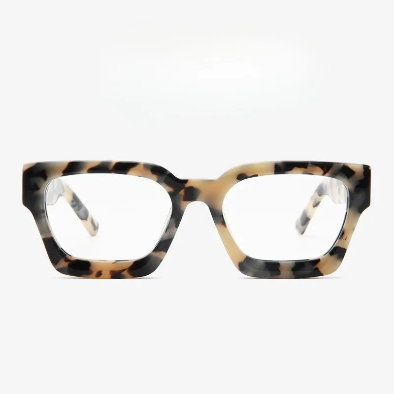 

European and American High-end Thickened Square Plate Spectacle Frames, Retro Wide-leg Multi-color Flat Glasses