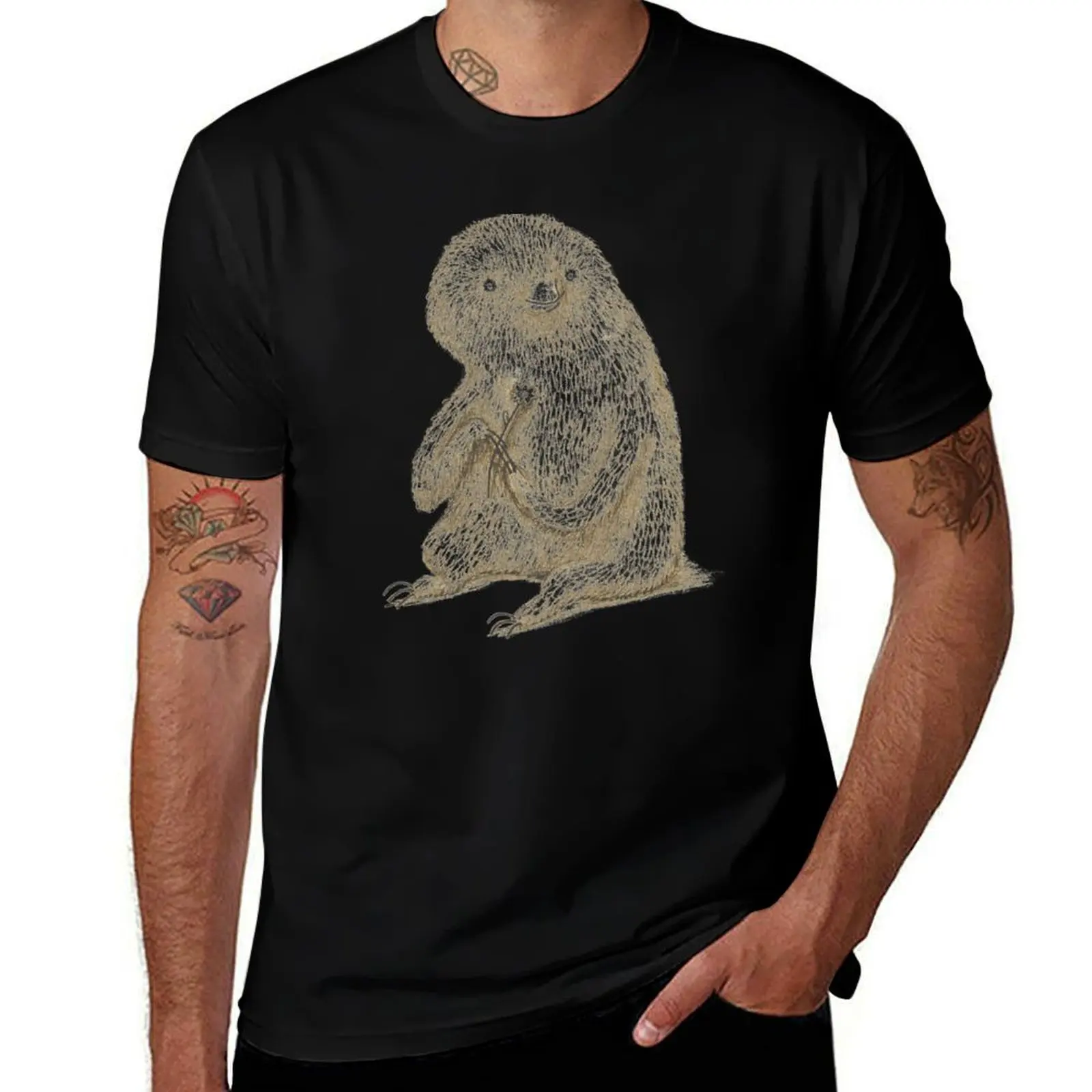 

Sloth With Flower T-Shirt Louboutins new gifts and t-shirts basketball graphic tees blue archive Men's cotton t-shirt