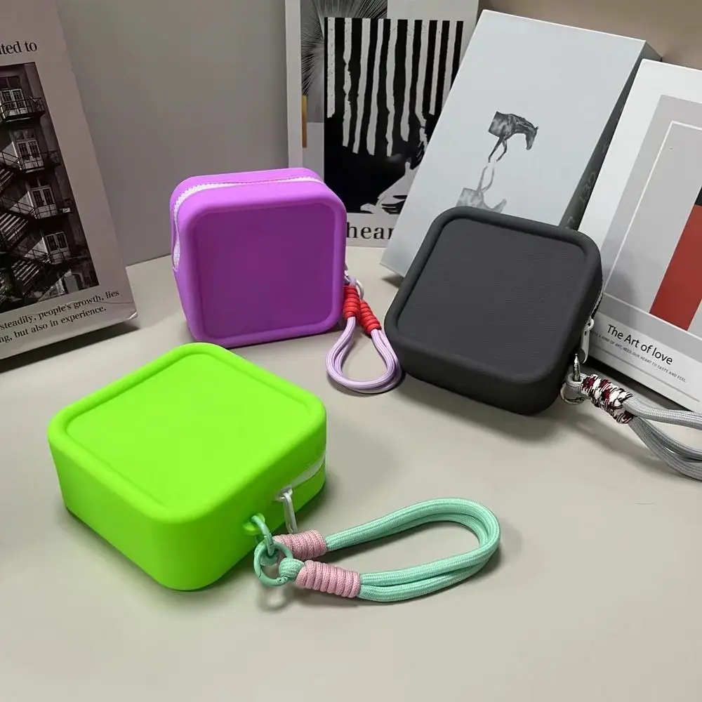 

Mini Silicone Organizer Wallet Coin Purse with Wrist Rope Waterproof Travel Pouch Zipper Earphone Bag for Students