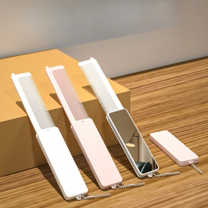 Portable Small Mirror Portable Mini Mirror Comb Integrated Folding Mirror