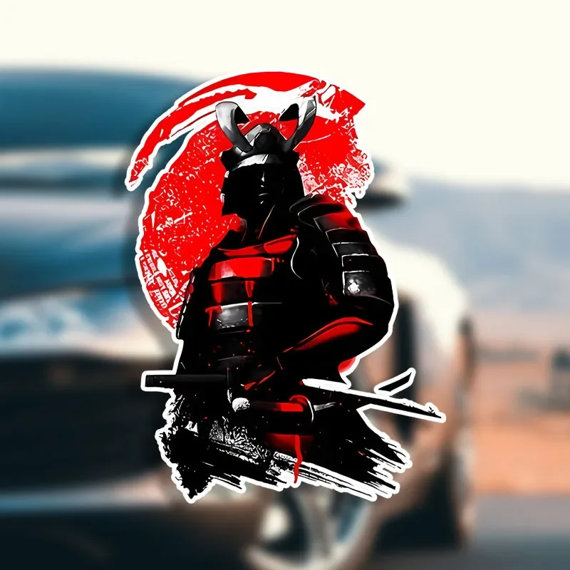 Red Black Japanese Samurai Waterproof Vinyl Car Sticker Warrior Decal For Motorcycle Bike Japan Style Auto Exterior Decor