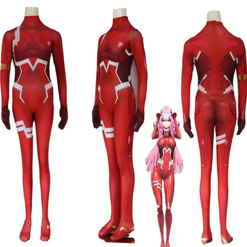 Kobiety seksowny garnitur Zentai Zero dwa przebranie na karnawał body Darling In The Franxx 02 zestaw kombinezonów do odgrywania ról kostiumy na Halloween