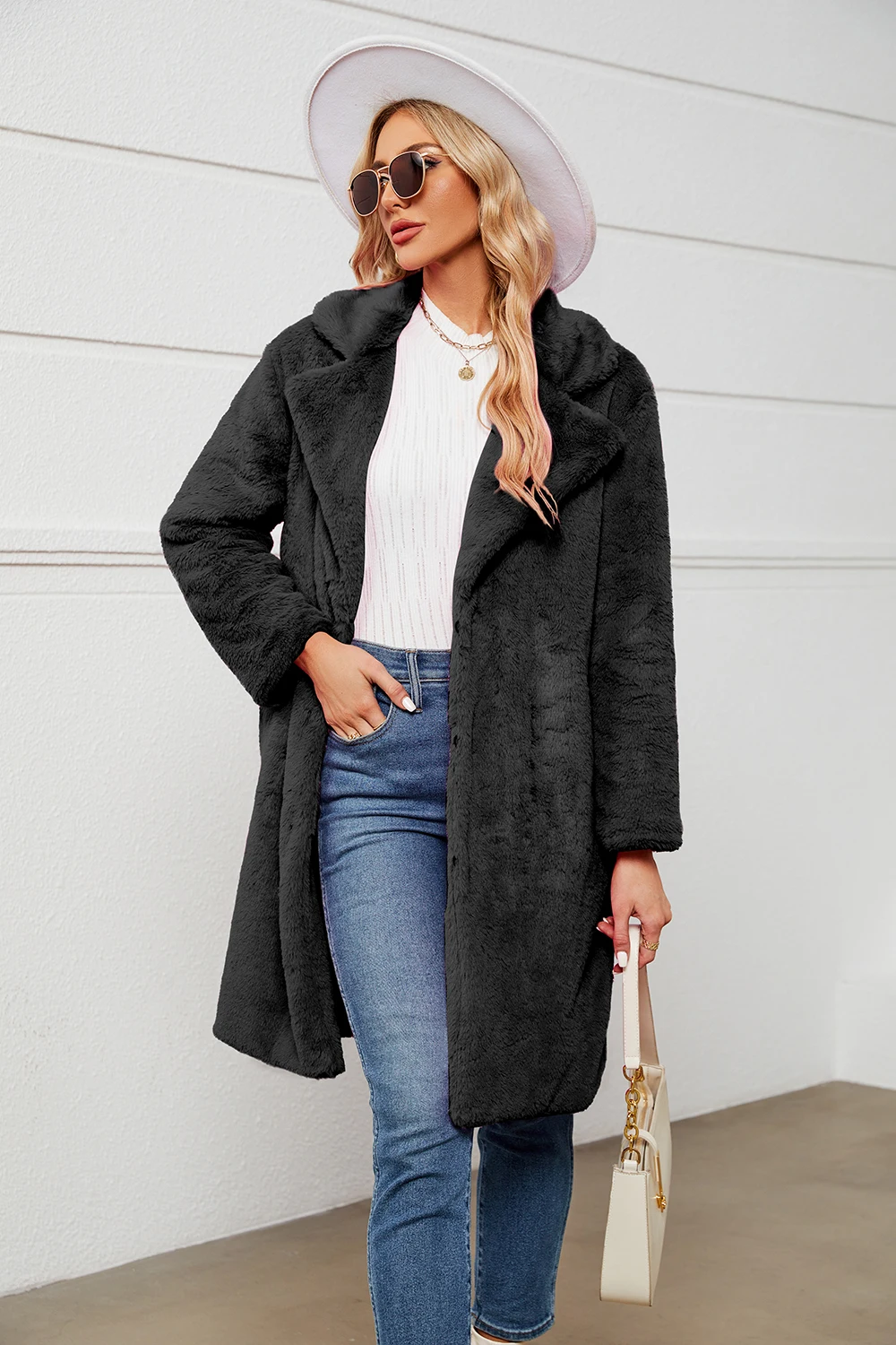 Vendita calda antivento Plus Size cappotto donna inverno stile medio-lungo addensare soprabito termico moda xxxl donna Solid Furry Jacket