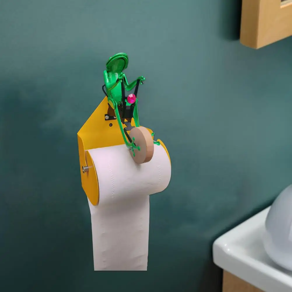 Toilet Paper Holder Whimsical Frog Wall Mount Paper Holder Unicycle Bathroom Kitchen Dispenser Rack Unique Birthday Gift Idea