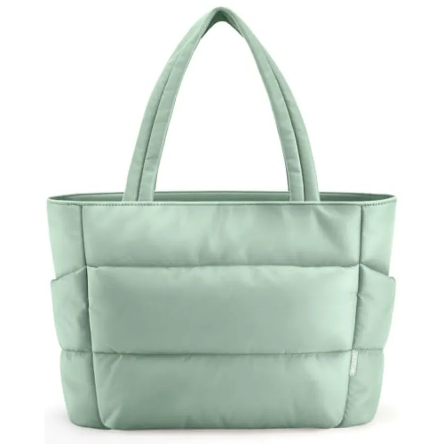 

HOTOR Puffer Tote Bag for Women Nurses - Multi-Pocket Lightweight Bag for Work - Quilted Handbag for Travel and Gym