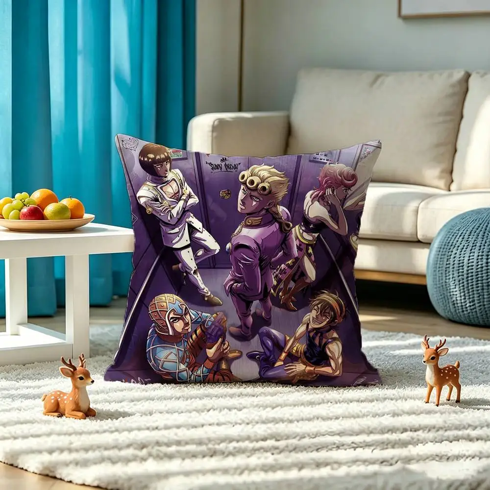 J-JoJo s Bizarre Adventure Pillow Case Square Double-Sided Sofa Cushion Cover Bedroom Bedside Pillow