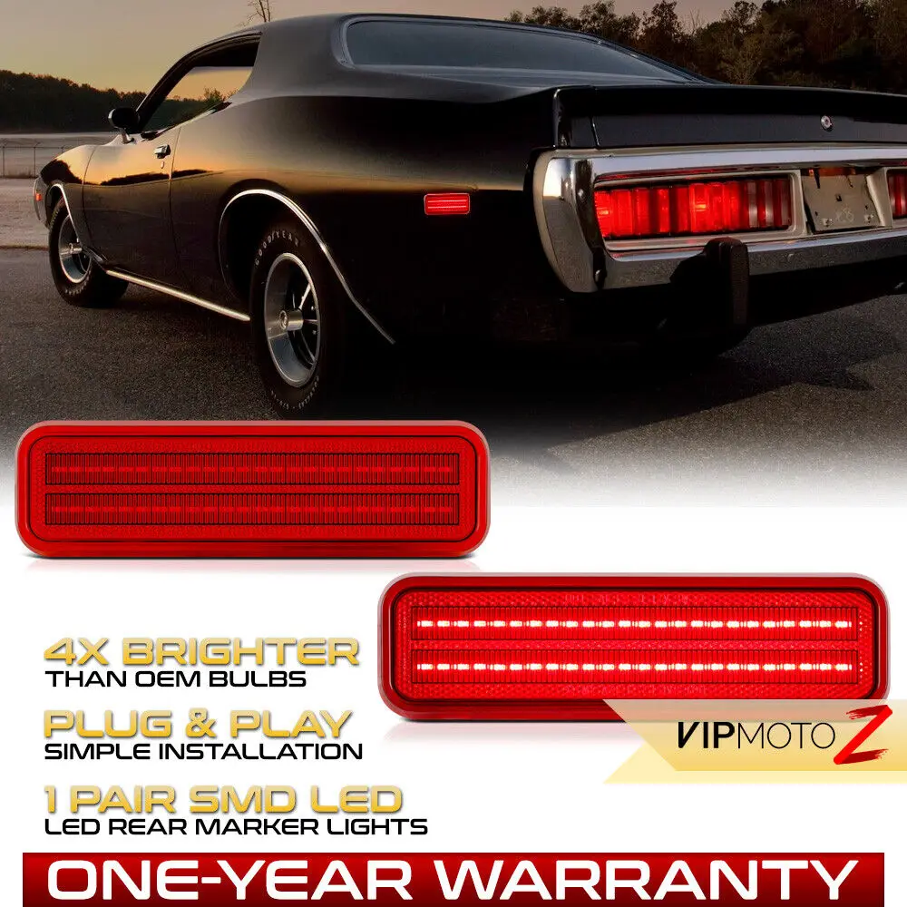 

Red Clear LED Strip Rear Side Marker Lights Lamps For 1981-1993 D150 D250 D350