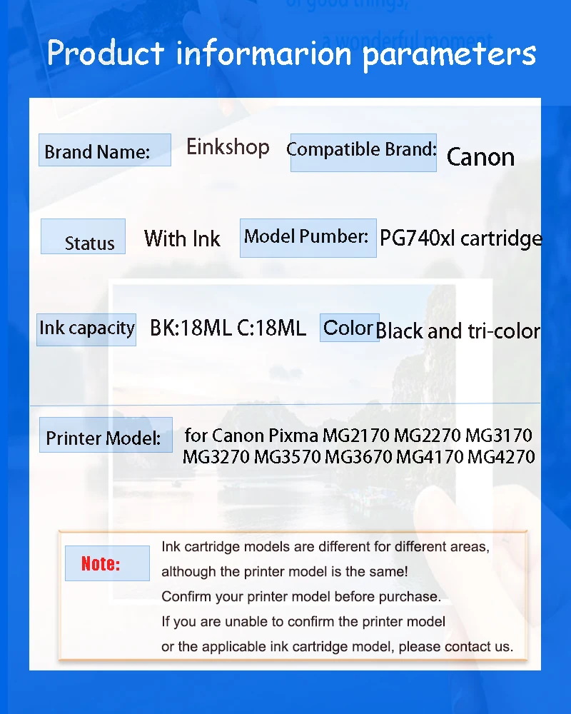 Einkshop G740 CL741 pg740 741 Ink Cartridge Compatible for Canon Pixma MG2170 MG2270 MG3170 MG3270 MG3570 MG3670 MG4170 MG4270