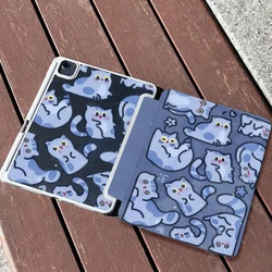 Smart PU Case for Pro 11 2nd 3rd 4th Ipad Mini 6th Generation 2021 9.7 5th 6th Gen Ipad 2017 10.5 Inch Cute Cartoon Kitten Shell