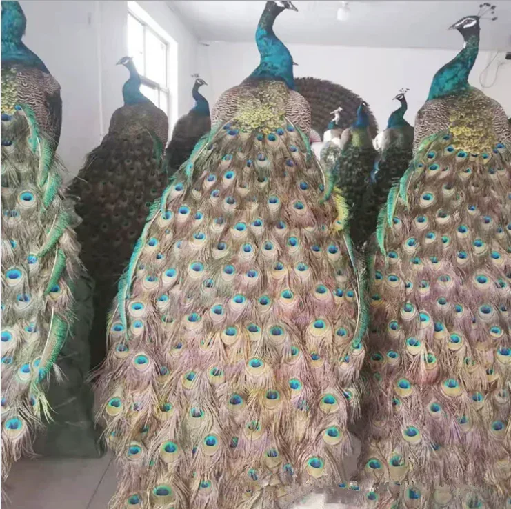Лидер продаж, ручная работа, индивидуальный размер, настоящее как животное, имитация павлина, свадебное украшение, ремесла, садовая уличная фигурка, павлин