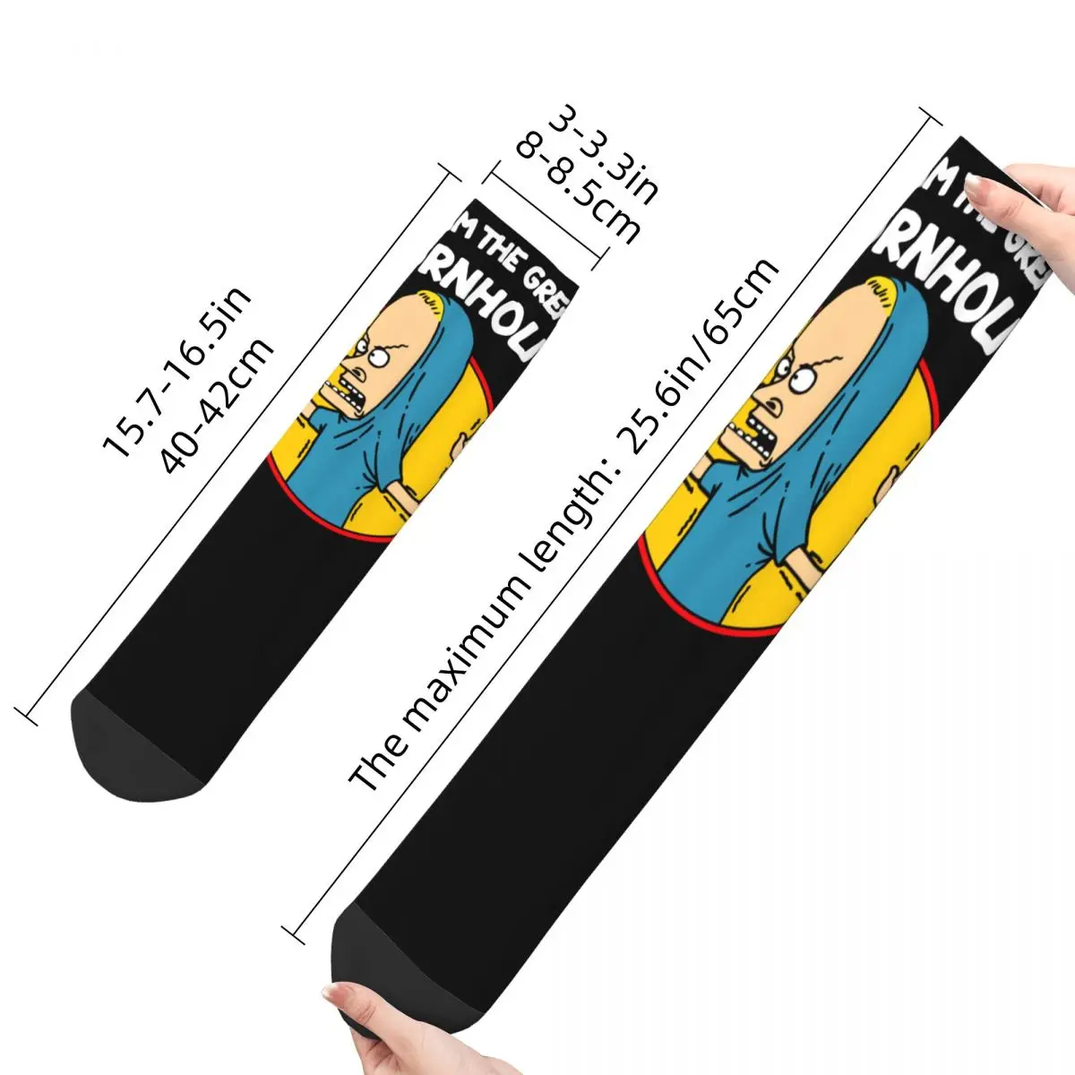 Funny Crazy Sock for Men I Am Cornholio MTV Hip Hop Vintage Beavis And Butthead Happy Quality Pattern Printed Boys Crew Sock