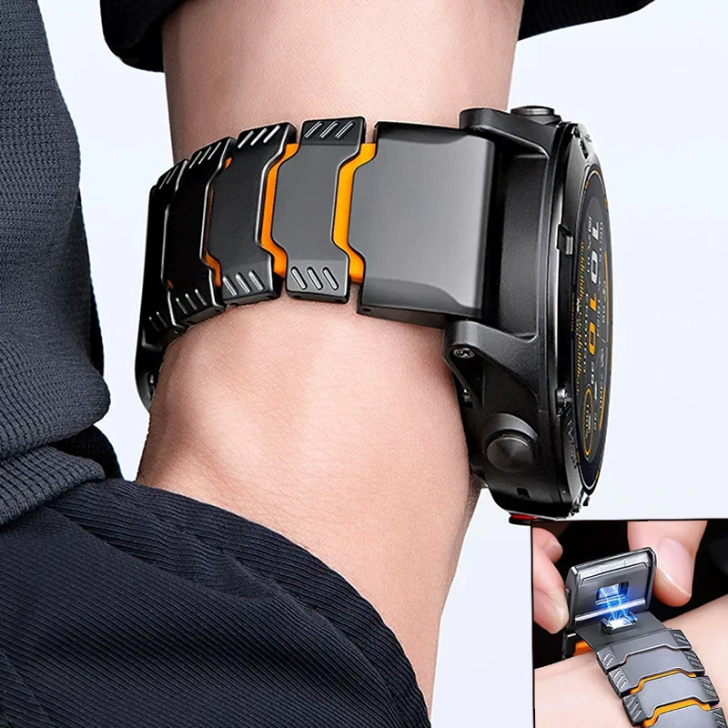 Titanium Silicone Magnetic Band for Garmin Watch Fenix 8 7X Pro 6X Enduro 3 Strap For Garmin Tactix 7Pro Instinct 2X 26 22 Band