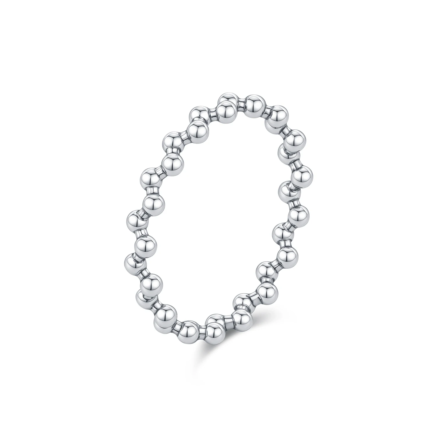 Women's 925 Sterling Silver Vintage Irregular Beads Stackable Ring
