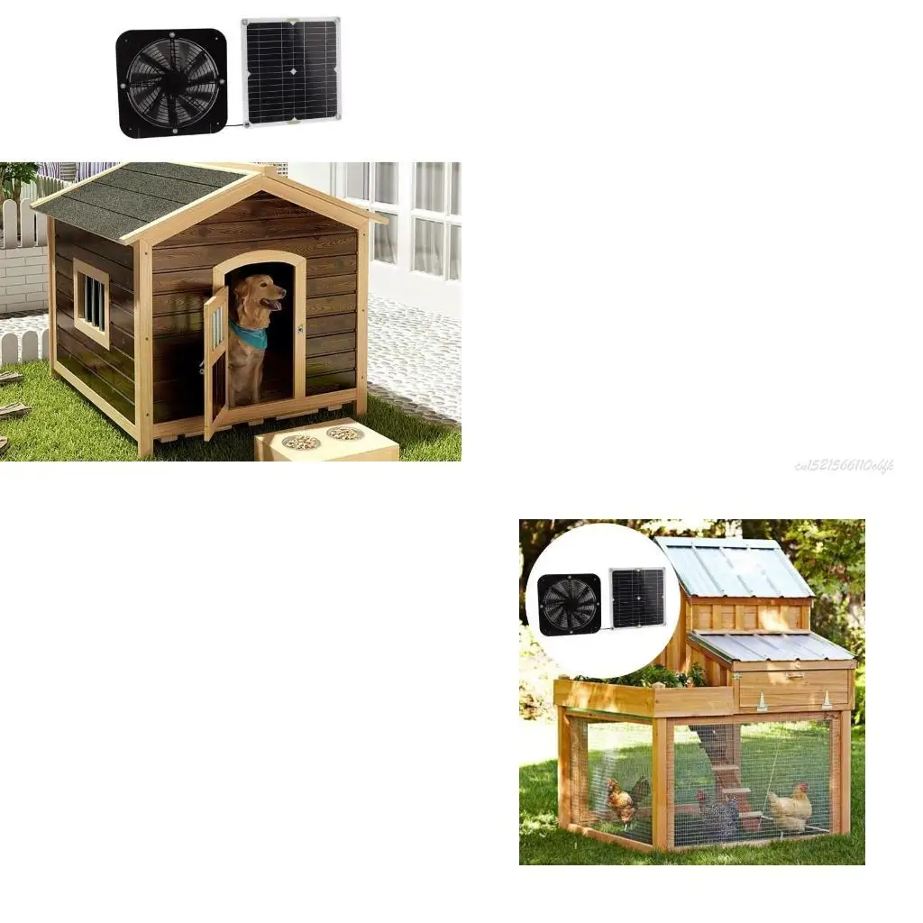 27RB Weatherproof Waterproof Solar Panel Vent Fan Monocrystalline Exhaust Fan for Chicken Coops and Greenhouses Shed