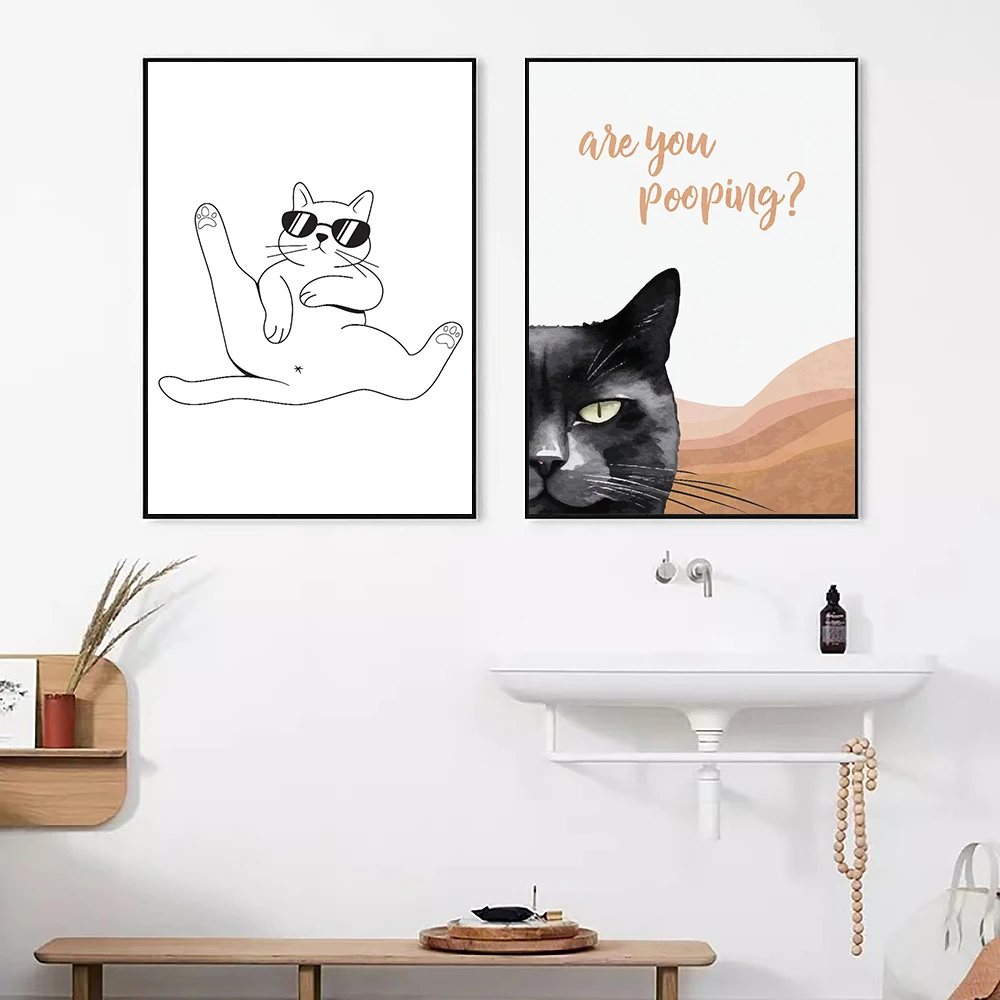 

Bathroom Fun Printable Poster Boho Art Black Cat Asked Do You Love Toilet Wall Decor Humorous Cat Owner Housewarming Gift Murals