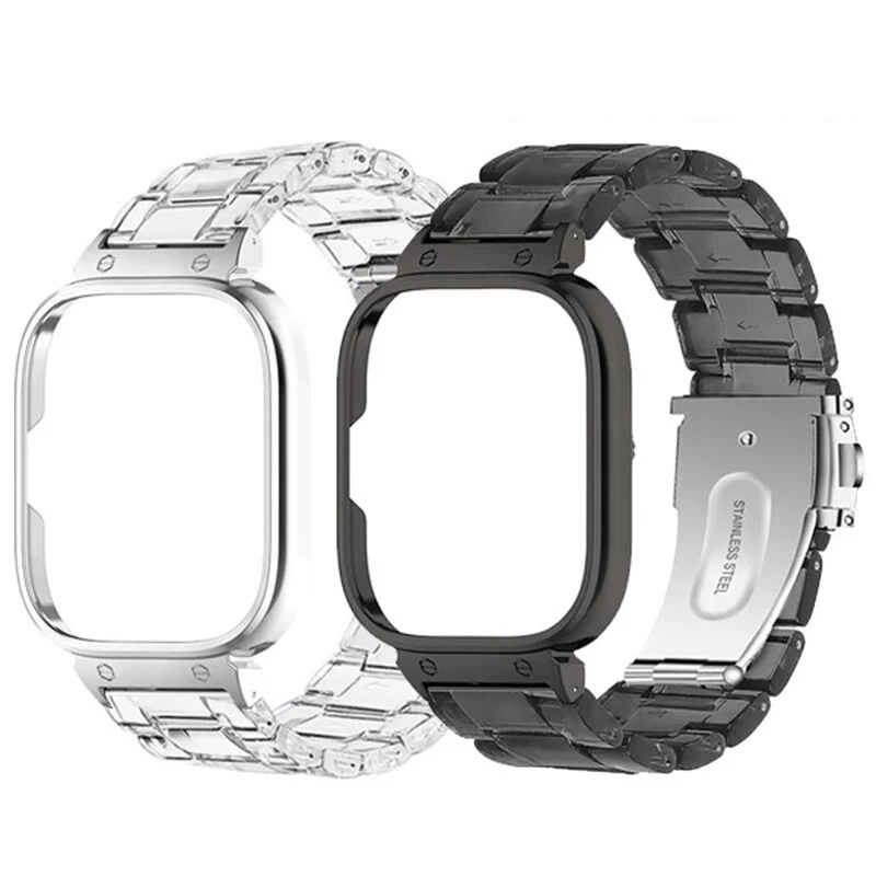 Band for Redmi Watch 4 Metal Shell Cover Bumper for Xiaomi Redmi Watch4 Strap Case Protector Clear Resin Plastic Bracelet Correa