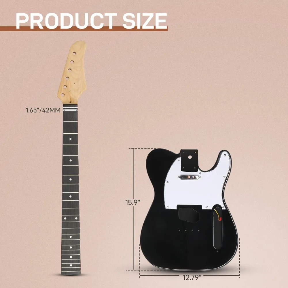 مجموعات جيتار كهربائي طراز TL مكونة من 6 أوتار مع ملحقات جسم الماهوجني باللون الأسود #3