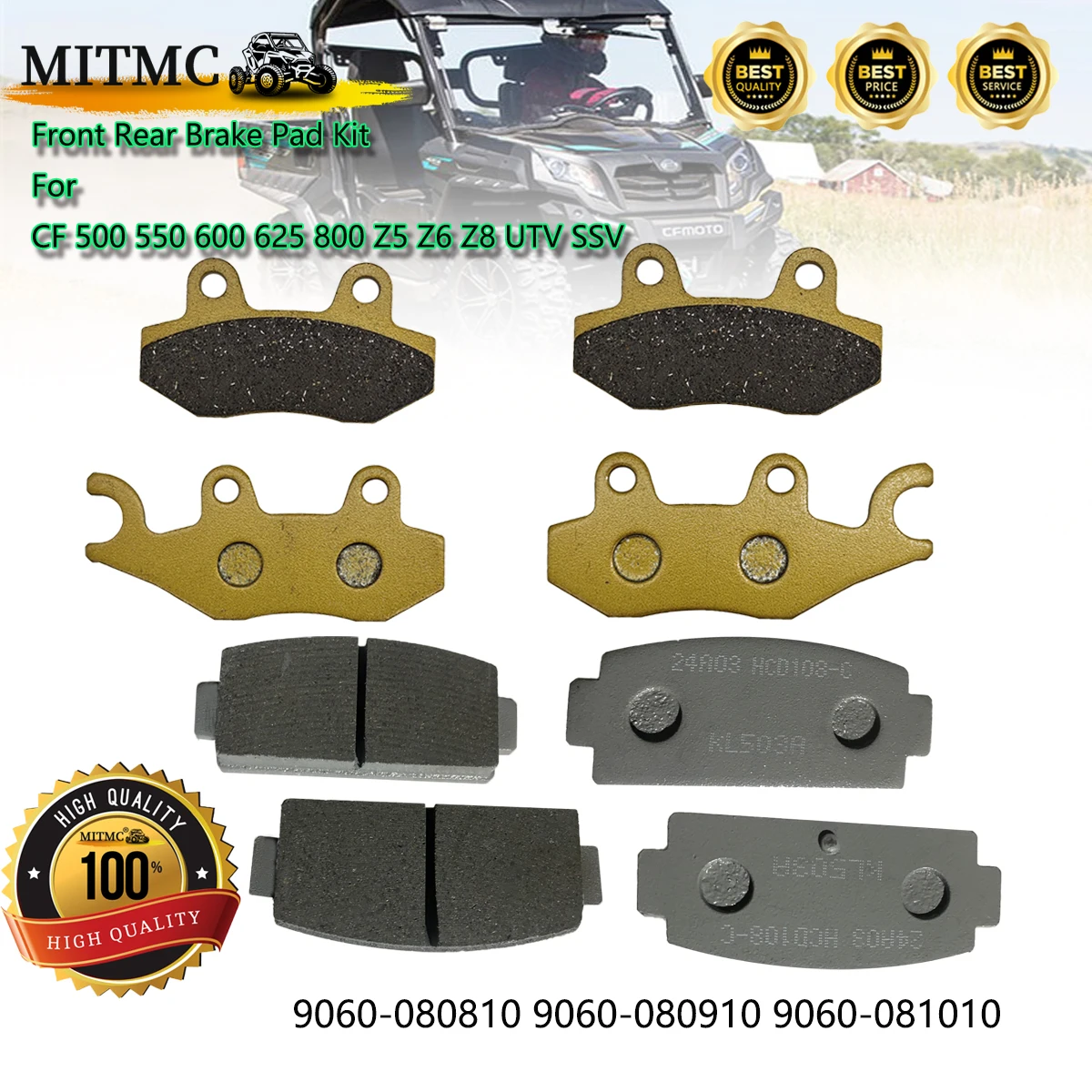

Front Rear Brake Pad Kit For CF Cforce Zforce 500 550 600 625 800 Z5 Z6 Z8 UTV SSV 9060-080810 9060-080910 9060-081010