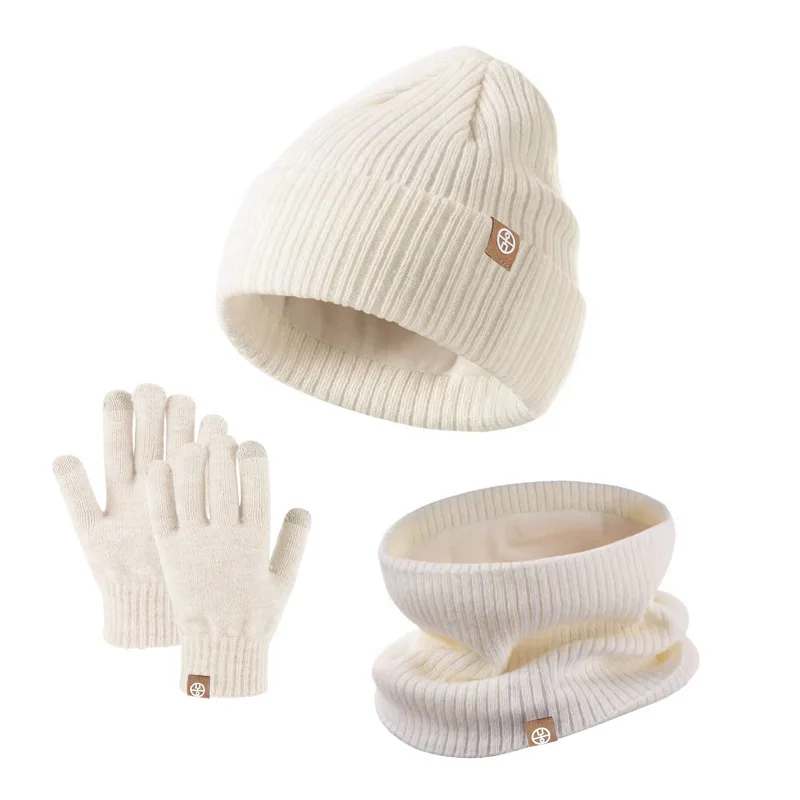 Conjunto de cachecol térmico de lã de alpaca infantil, conjunto de malha quente de 3 peças, calor ao ar livre, meninos e meninas, inverno, 3 em 1